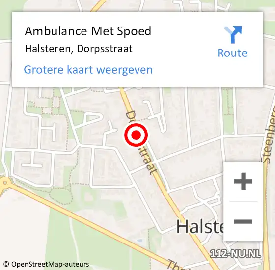 Locatie op kaart van de 112 melding: Ambulance Met Spoed Naar Halsteren, Dorpsstraat op 6 januari 2018 18:20
