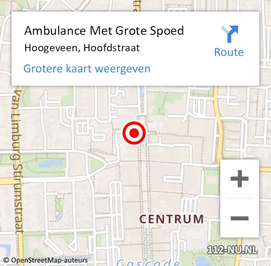 Locatie op kaart van de 112 melding: Ambulance Met Grote Spoed Naar Hoogeveen, Hoofdstraat op 6 januari 2018 20:03