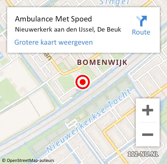 Locatie op kaart van de 112 melding: Ambulance Met Spoed Naar Nieuwerkerk aan den IJssel, De Beuk op 6 januari 2018 20:07