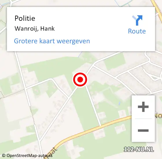 Locatie op kaart van de 112 melding: Politie Wanroij, Hank op 6 januari 2018 20:12