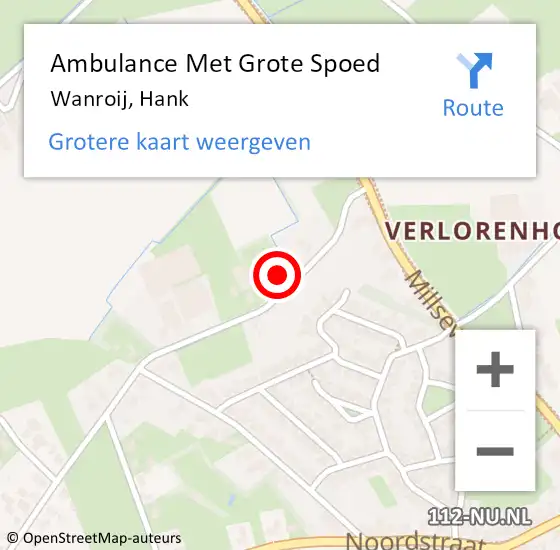 Locatie op kaart van de 112 melding: Ambulance Met Grote Spoed Naar Wanroij, Hank op 6 januari 2018 20:14