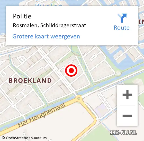 Locatie op kaart van de 112 melding: Politie Rosmalen, Schilddragerstraat op 6 januari 2018 21:03