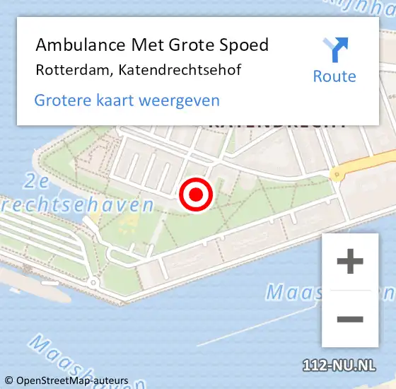 Locatie op kaart van de 112 melding: Ambulance Met Grote Spoed Naar Rotterdam, Katendrechtsehof op 6 januari 2018 22:05