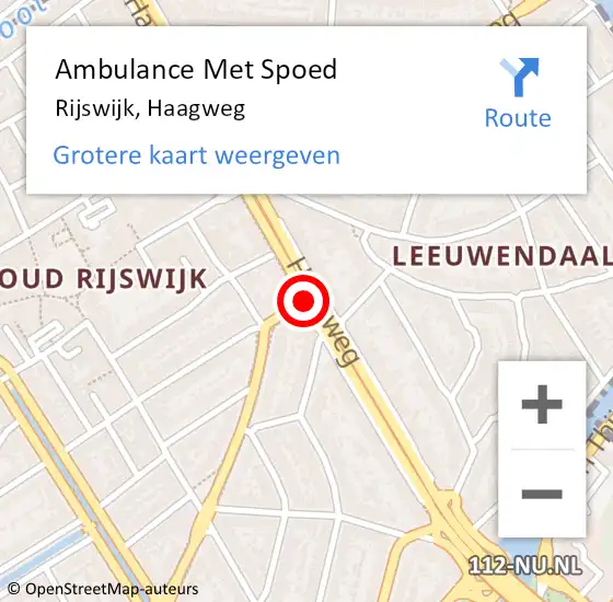 Locatie op kaart van de 112 melding: Ambulance Met Spoed Naar Rijswijk, Haagweg op 6 januari 2018 23:14