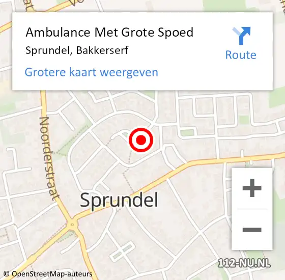 Locatie op kaart van de 112 melding: Ambulance Met Grote Spoed Naar Sprundel, Bakkerserf op 6 januari 2018 23:26