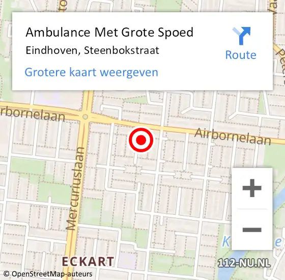 Locatie op kaart van de 112 melding: Ambulance Met Grote Spoed Naar Eindhoven, Steenbokstraat op 6 januari 2018 23:44