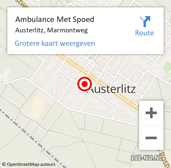 Locatie op kaart van de 112 melding: Ambulance Met Spoed Naar Austerlitz, Marmontweg op 6 januari 2018 23:55