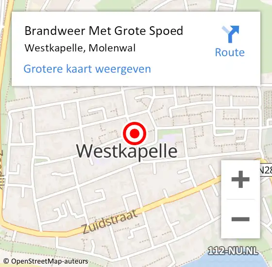 Locatie op kaart van de 112 melding: Brandweer Met Grote Spoed Naar Westkapelle, Molenwal op 7 januari 2018 01:07