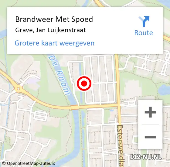 Locatie op kaart van de 112 melding: Brandweer Met Spoed Naar Grave, Jan Luijkenstraat op 7 januari 2018 01:14