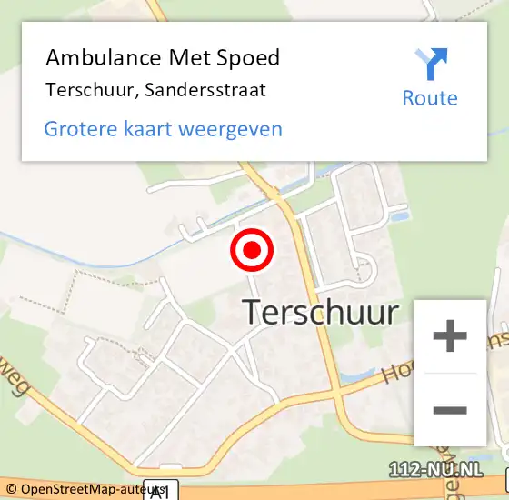 Locatie op kaart van de 112 melding: Ambulance Met Spoed Naar Terschuur, Sandersstraat op 7 januari 2018 01:16