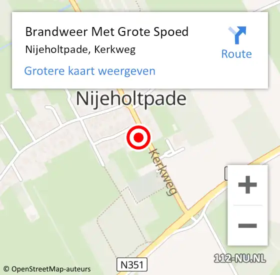 Locatie op kaart van de 112 melding: Brandweer Met Grote Spoed Naar Nijeholtpade, Kerkweg op 7 januari 2018 01:30