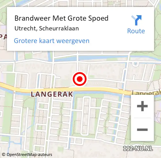 Locatie op kaart van de 112 melding: Brandweer Met Grote Spoed Naar Utrecht, Scheurraklaan op 7 januari 2018 02:47