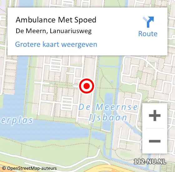 Locatie op kaart van de 112 melding: Ambulance Met Spoed Naar De Meern, Lanuariusweg op 7 januari 2018 03:46