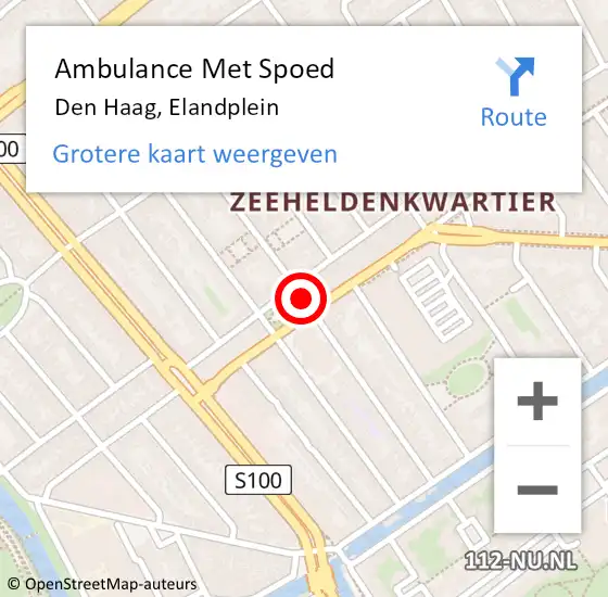 Locatie op kaart van de 112 melding: Ambulance Met Spoed Naar Den Haag, Elandplein op 7 januari 2018 03:52