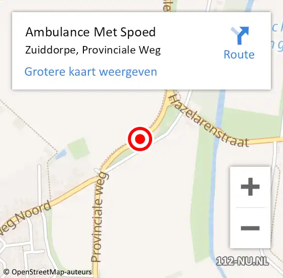 Locatie op kaart van de 112 melding: Ambulance Met Spoed Naar Zuiddorpe, Provinciale Weg op 7 januari 2018 04:16