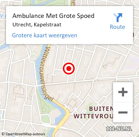 Locatie op kaart van de 112 melding: Ambulance Met Grote Spoed Naar Utrecht, Kapelstraat op 7 januari 2018 05:41