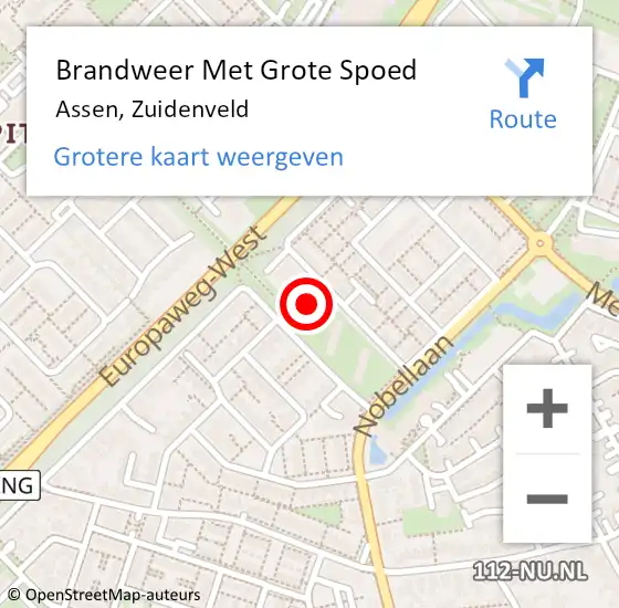 Locatie op kaart van de 112 melding: Brandweer Met Grote Spoed Naar Assen, Zuidenveld op 7 januari 2018 07:18