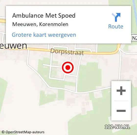Locatie op kaart van de 112 melding: Ambulance Met Spoed Naar Meeuwen, Korenmolen op 7 januari 2018 08:28