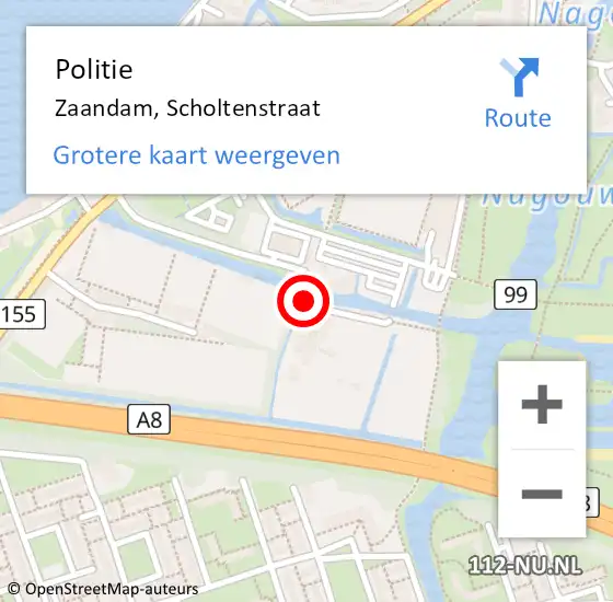 Locatie op kaart van de 112 melding: Politie Zaandam, Scholtenstraat op 7 januari 2018 08:58