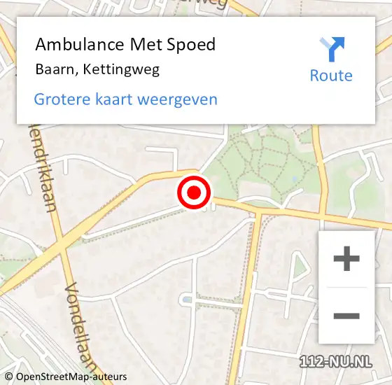 Locatie op kaart van de 112 melding: Ambulance Met Spoed Naar Baarn, Kettingweg op 7 januari 2018 09:15