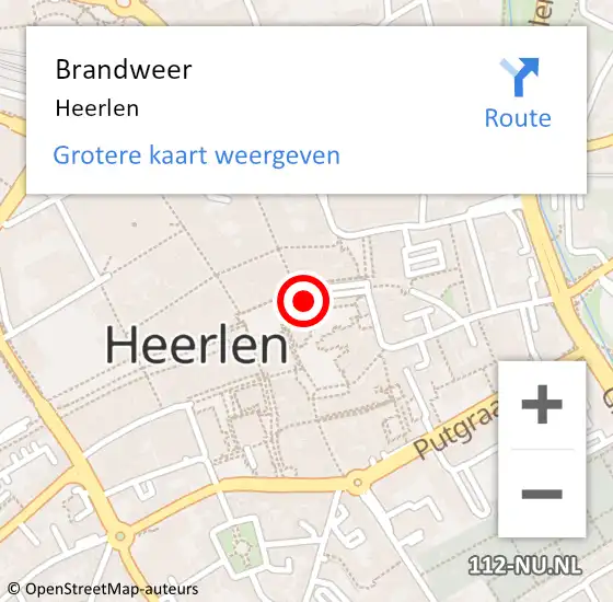 Locatie op kaart van de 112 melding: Brandweer Heerlen op 7 januari 2018 09:26