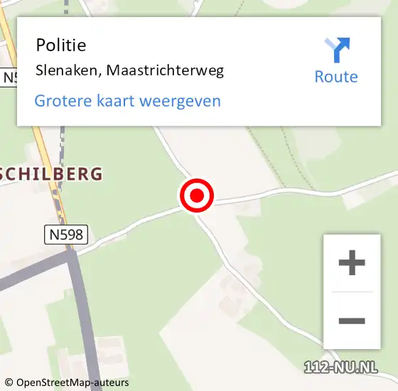 Locatie op kaart van de 112 melding: Politie Slenaken, Maastrichterweg op 7 januari 2018 09:55