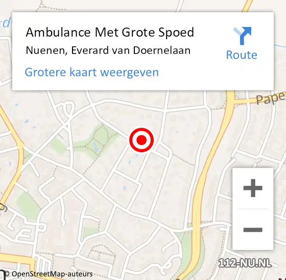 Locatie op kaart van de 112 melding: Ambulance Met Grote Spoed Naar Nuenen, Everard van Doernelaan op 7 januari 2018 09:58