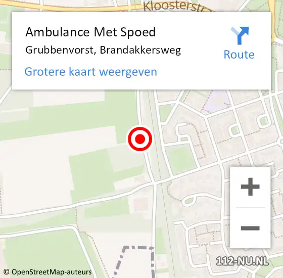 Locatie op kaart van de 112 melding: Ambulance Met Spoed Naar Grubbenvorst, Brandakkersweg op 7 januari 2018 10:45