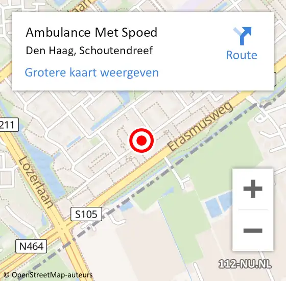 Locatie op kaart van de 112 melding: Ambulance Met Spoed Naar Den Haag, Schoutendreef op 7 januari 2018 11:33