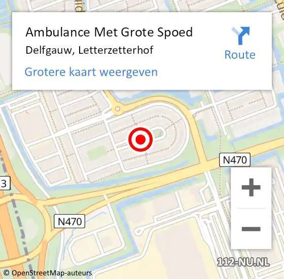 Locatie op kaart van de 112 melding: Ambulance Met Grote Spoed Naar Delfgauw, Letterzetterhof op 7 januari 2018 12:12