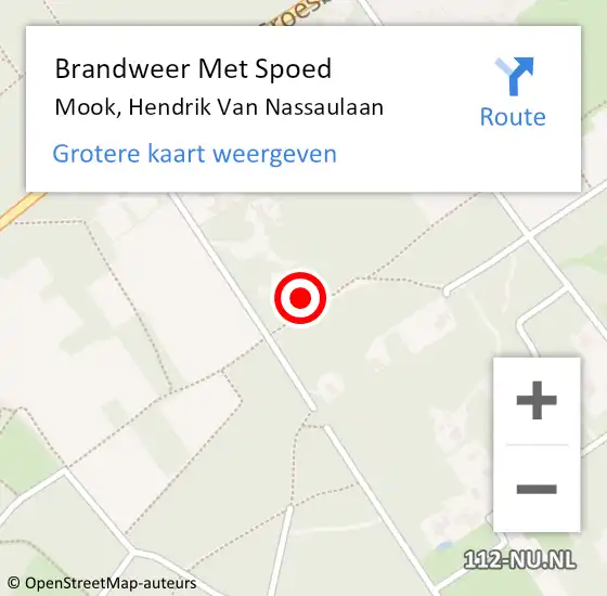 Locatie op kaart van de 112 melding: Brandweer Met Spoed Naar Mook, Hendrik Van Nassaulaan op 7 januari 2018 12:19