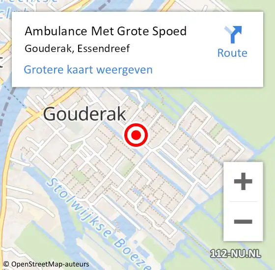 Locatie op kaart van de 112 melding: Ambulance Met Grote Spoed Naar Gouderak, Essendreef op 7 januari 2018 12:50