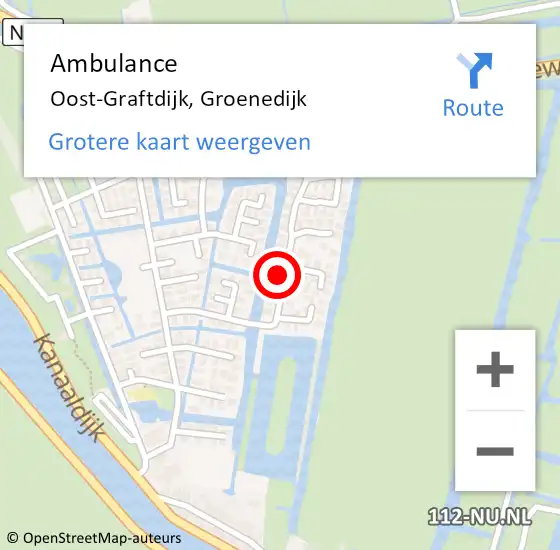 Locatie op kaart van de 112 melding: Ambulance Oost-Graftdijk, Groenedijk op 7 januari 2018 12:51