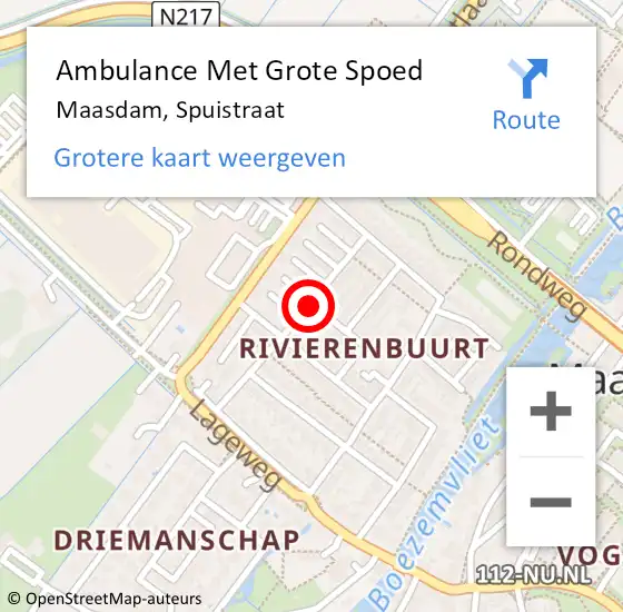 Locatie op kaart van de 112 melding: Ambulance Met Grote Spoed Naar Maasdam, Spuistraat op 7 januari 2018 13:11