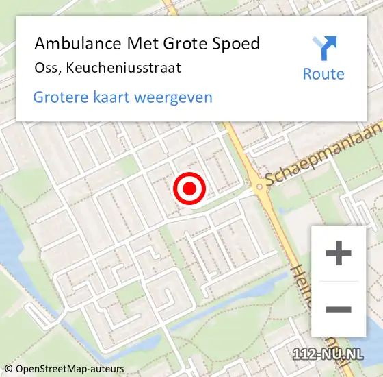 Locatie op kaart van de 112 melding: Ambulance Met Grote Spoed Naar Oss, Keucheniusstraat op 7 januari 2018 13:13