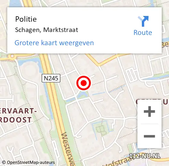 Locatie op kaart van de 112 melding: Politie Schagen, Marktstraat op 7 januari 2018 13:24