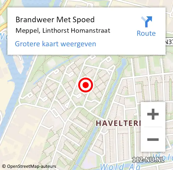 Locatie op kaart van de 112 melding: Brandweer Met Spoed Naar Meppel, Linthorst Homanstraat op 7 januari 2018 14:40