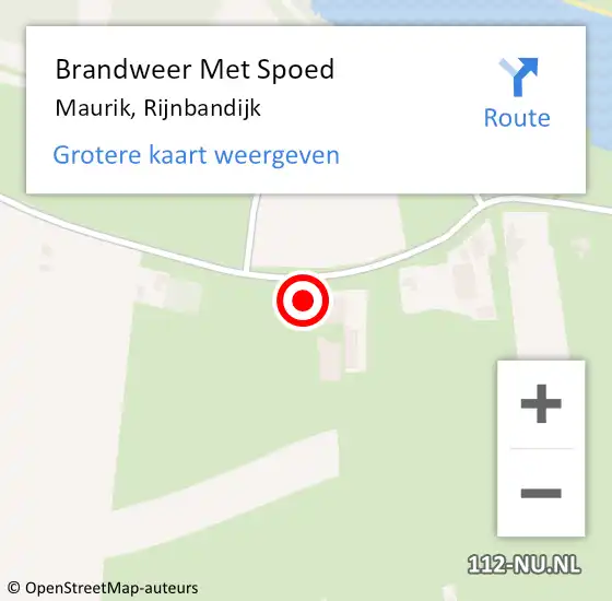 Locatie op kaart van de 112 melding: Brandweer Met Spoed Naar Maurik, Rijnbandijk op 7 januari 2018 14:55