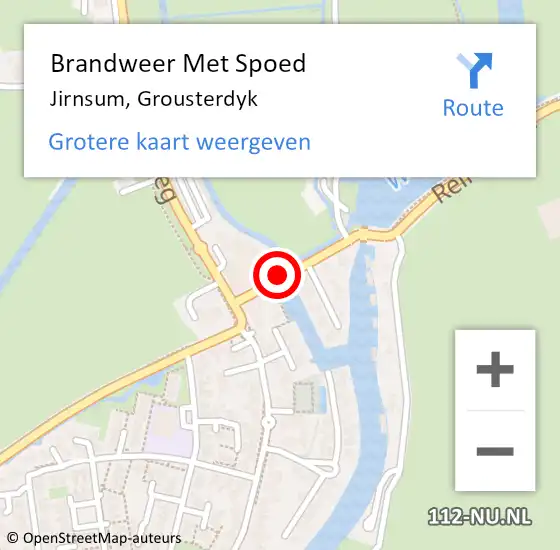 Locatie op kaart van de 112 melding: Brandweer Met Spoed Naar Jirnsum, Grousterdyk op 12 februari 2014 12:54