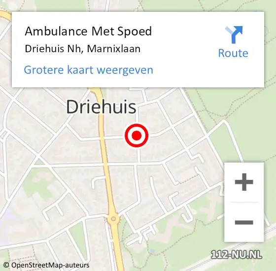 Locatie op kaart van de 112 melding: Ambulance Met Spoed Naar Driehuis Nh, Marnixlaan op 7 januari 2018 15:06