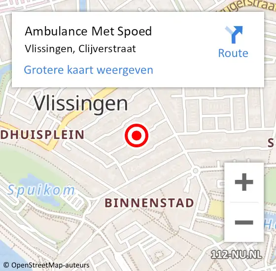 Locatie op kaart van de 112 melding: Ambulance Met Spoed Naar Vlissingen, Clijverstraat op 7 januari 2018 15:24