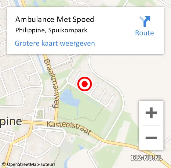 Locatie op kaart van de 112 melding: Ambulance Met Spoed Naar Philippine, Spuikompark op 7 januari 2018 15:35