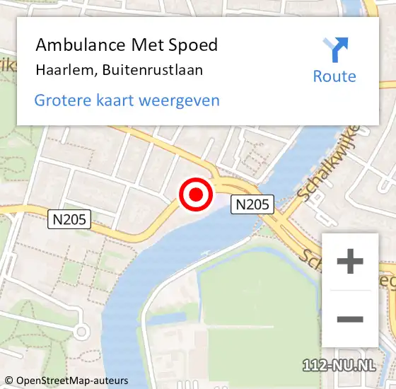 Locatie op kaart van de 112 melding: Ambulance Met Spoed Naar Haarlem, Buitenrustlaan op 7 januari 2018 16:13