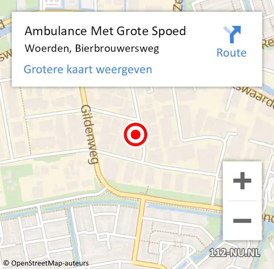 Locatie op kaart van de 112 melding: Ambulance Met Grote Spoed Naar Woerden, Bierbrouwersweg op 12 februari 2014 12:59