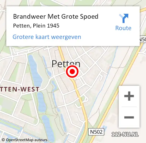 Locatie op kaart van de 112 melding: Brandweer Met Grote Spoed Naar Petten, Plein 1945 op 7 januari 2018 16:19