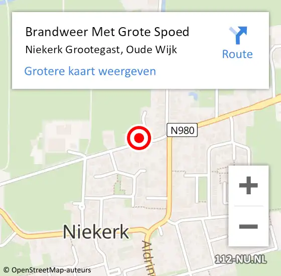 Locatie op kaart van de 112 melding: Brandweer Met Grote Spoed Naar Niekerk Grootegast, Oude Wijk op 7 januari 2018 16:23