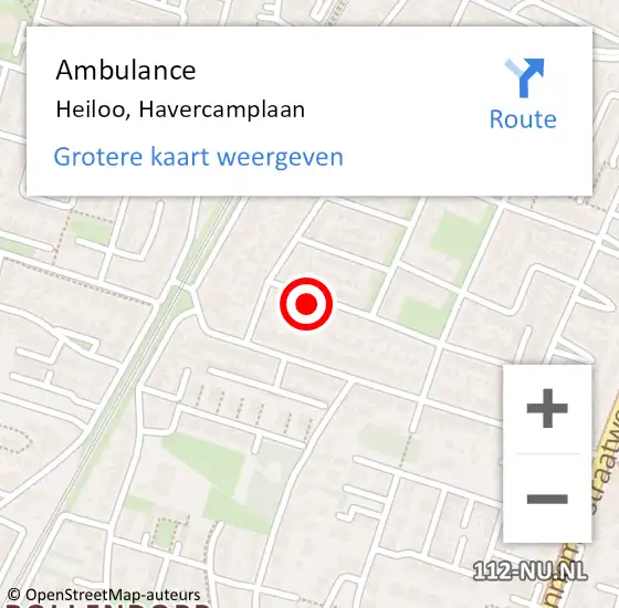 Locatie op kaart van de 112 melding: Ambulance Heiloo, Havercamplaan op 7 januari 2018 16:32