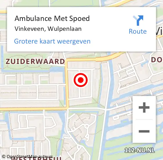 Locatie op kaart van de 112 melding: Ambulance Met Spoed Naar Vinkeveen, Wulpenlaan op 7 januari 2018 16:37