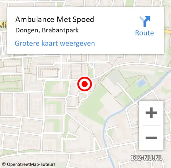 Locatie op kaart van de 112 melding: Ambulance Met Spoed Naar Dongen, Brabantpark op 7 januari 2018 16:43