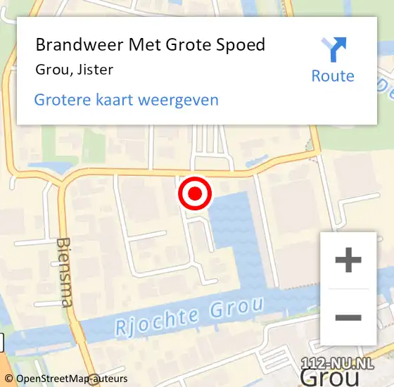 Locatie op kaart van de 112 melding: Brandweer Met Grote Spoed Naar Grou, Jister op 7 januari 2018 17:37